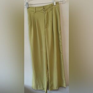 Chartreuse High Waisted Wide-Leg Pants